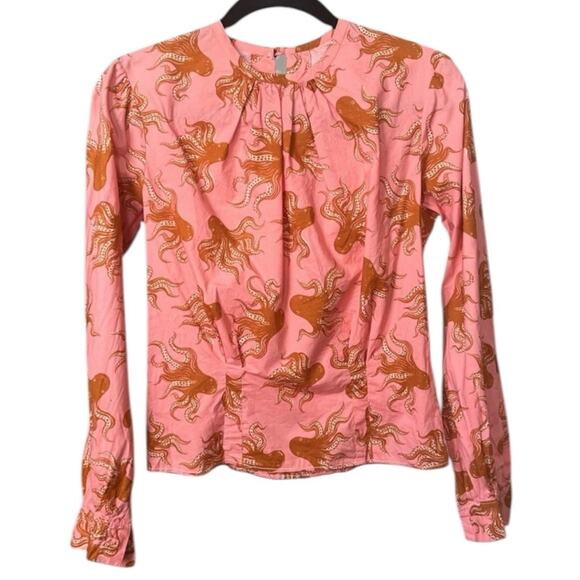 VTG Pink and Brown Octopus Print Women's Top - M - Picture 1 of 4
